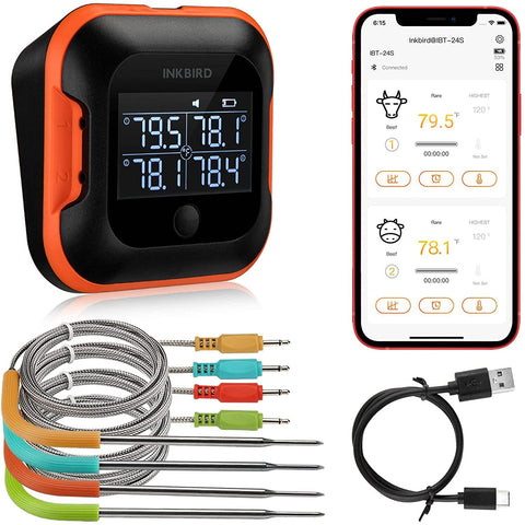 Inkbird IBT-24S front display showing temperatures and benefit of quick readings