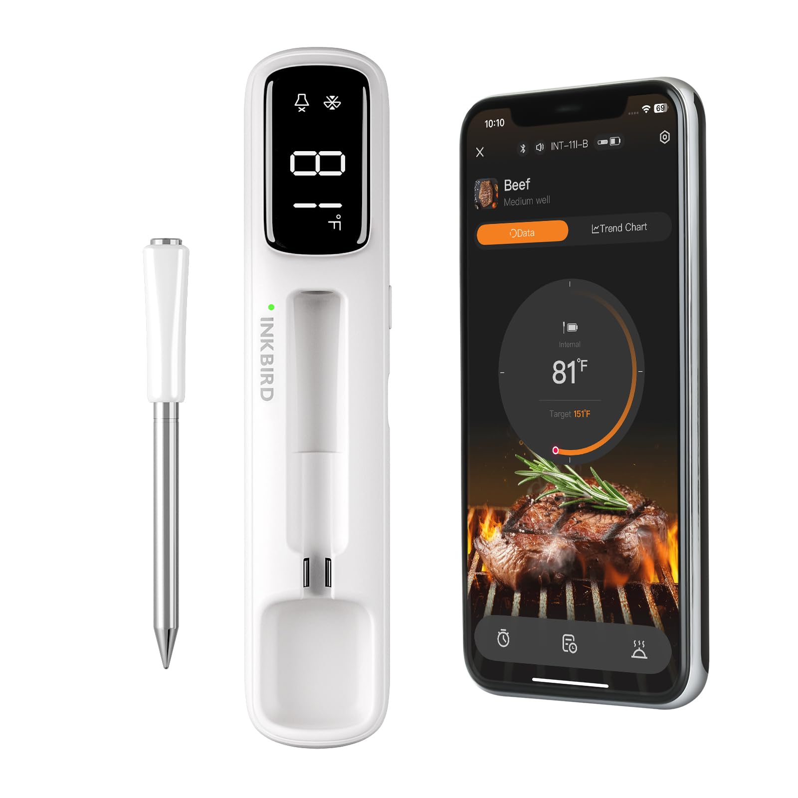 Inkbird mini front view showing compact design and LED display benefit quick readings