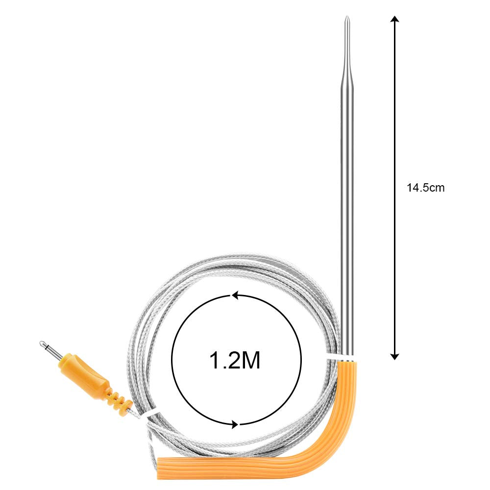 Inkbird probe cable next to ruler demonstrating 119 cm length for flexible placement