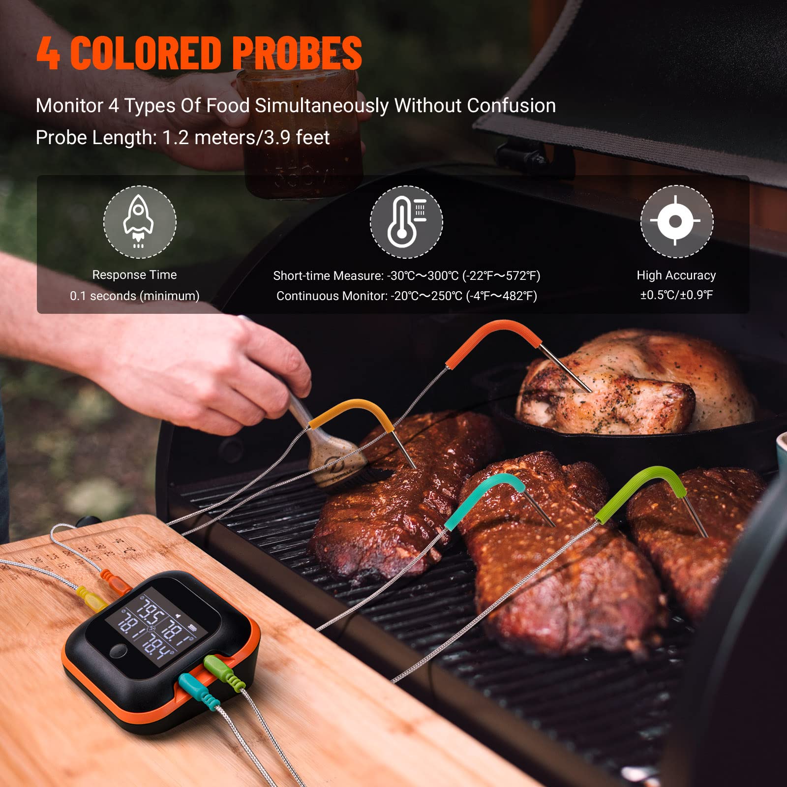 Inkbird probe tip closeup showing durable sensor for precise temperature readings
