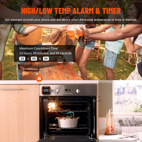 Inkbird thermometer magnet-mounted on grill offering hands-free convenience
