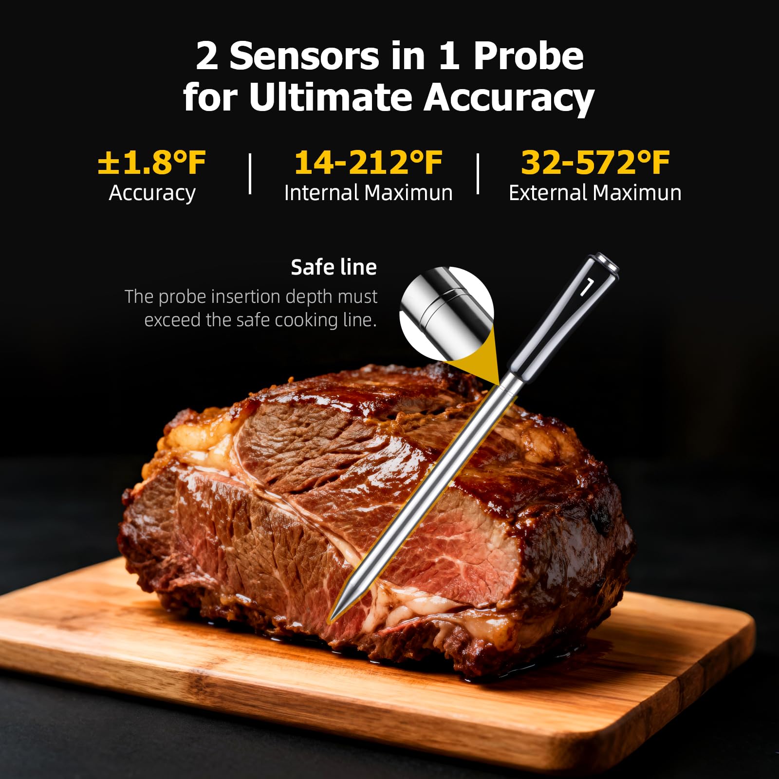 InkGrill in use on a charcoal grill monitoring smoker and meat temps for hands-free cooking