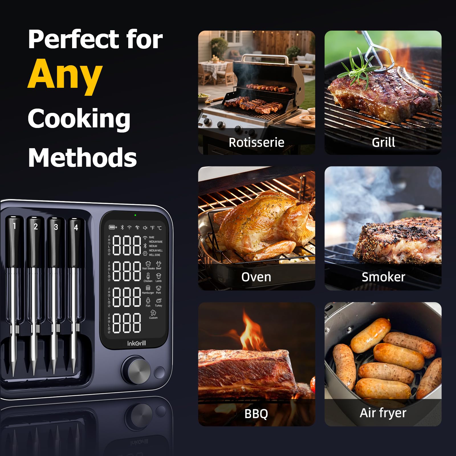 InkGrill probes in a dishwasher demonstrating easy cleaning and durable waterproofing
