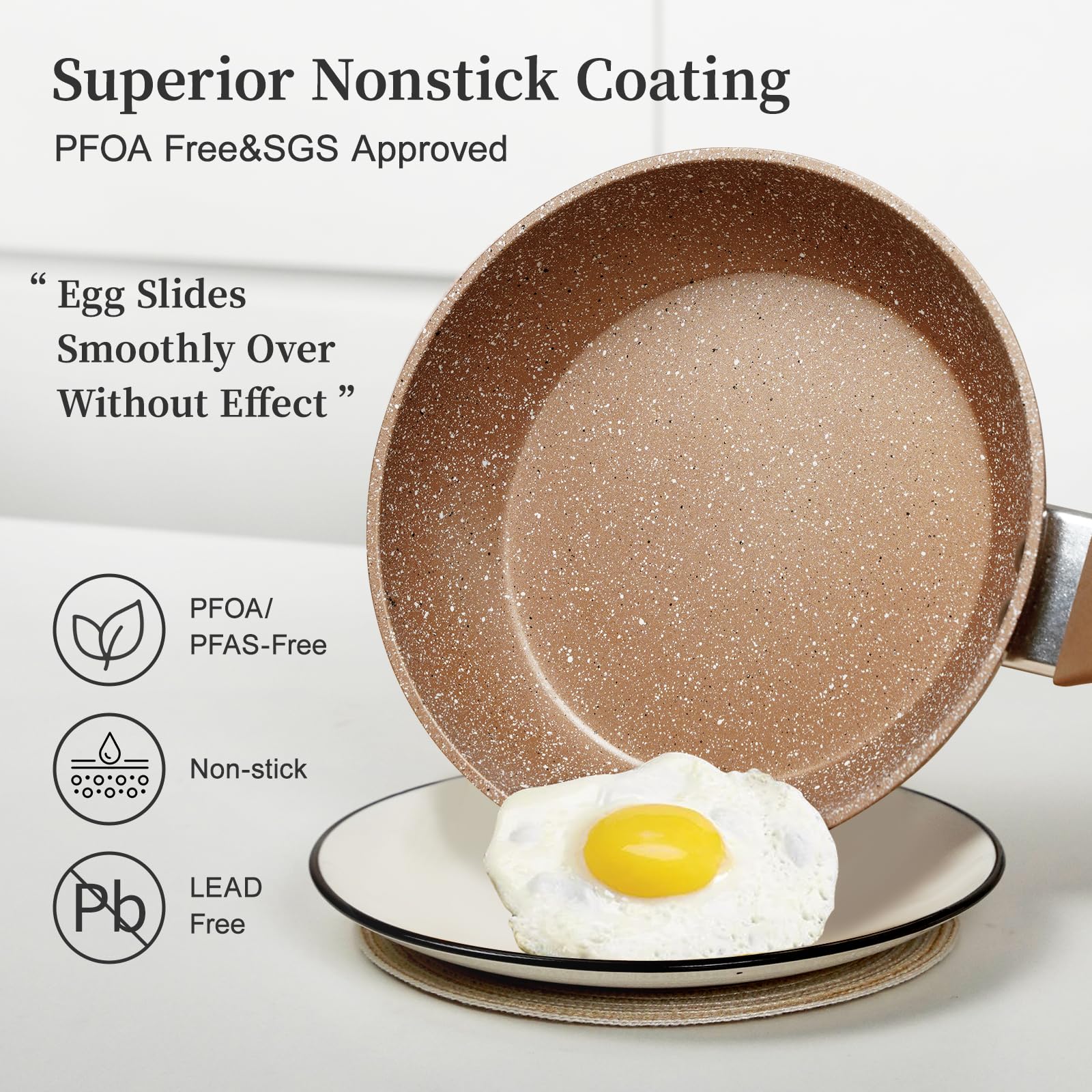 Innerwell frying pan in use with egg demonstrating nonstick performance and quick cleanup