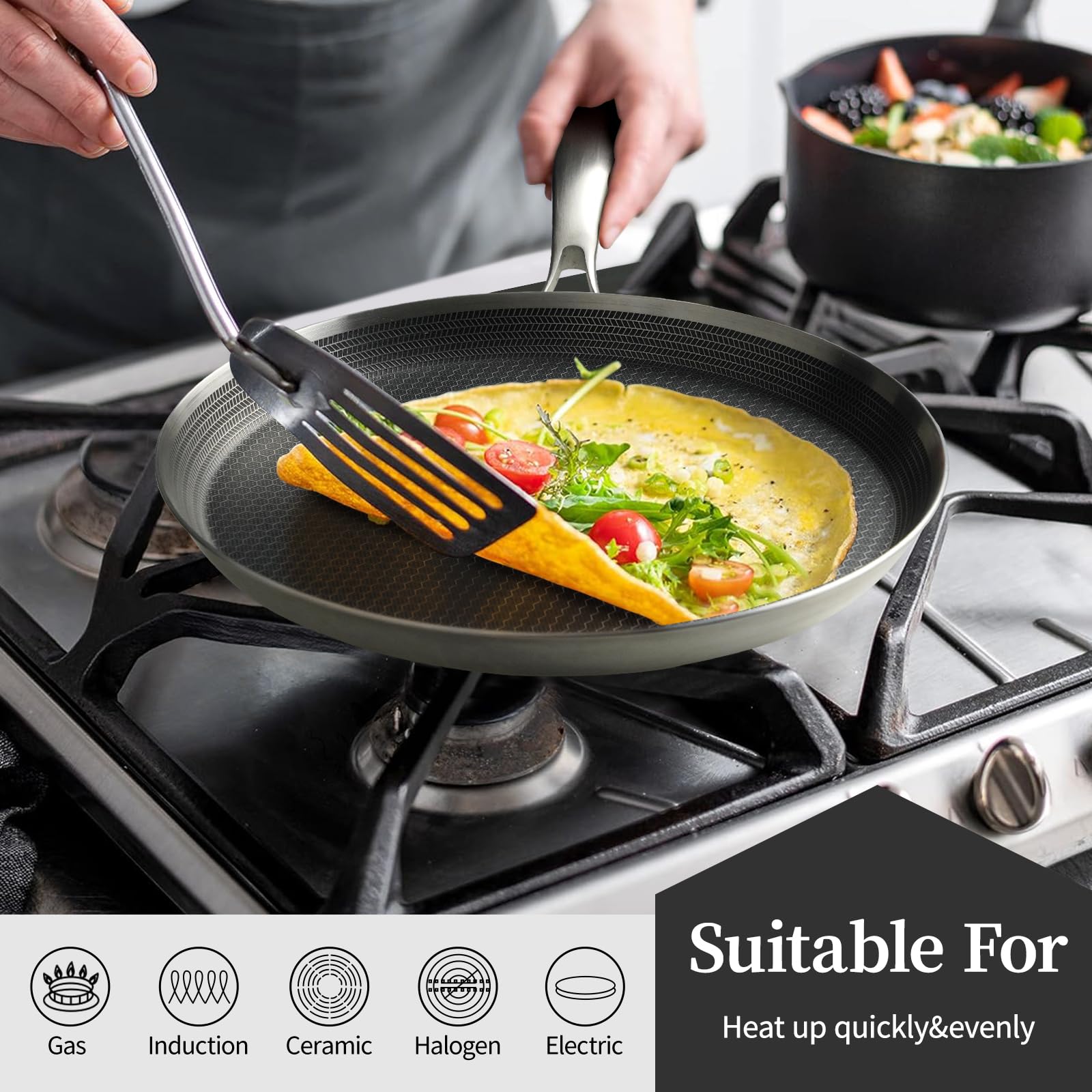 Innerwell pan on induction stove illustrating fast even heating and induction compatibility