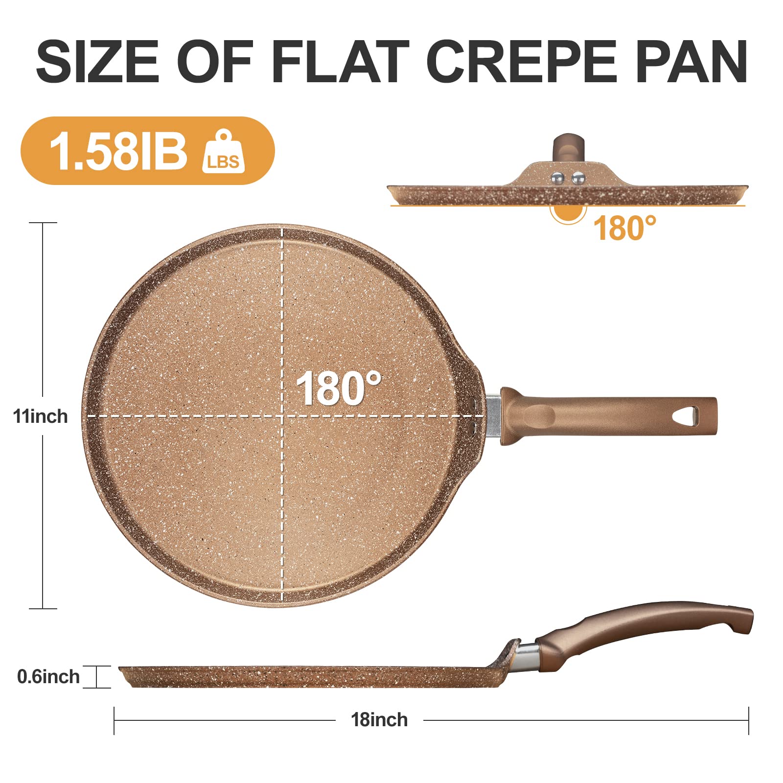 Innerwell 11 inch pan next to ruler showing scale for family-sized cooking