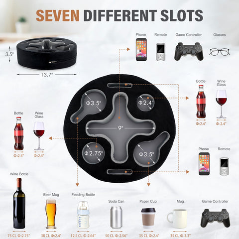 INNO STAGE closeup of cup well showing 2.7-inch depth, secures drinks against tipping
