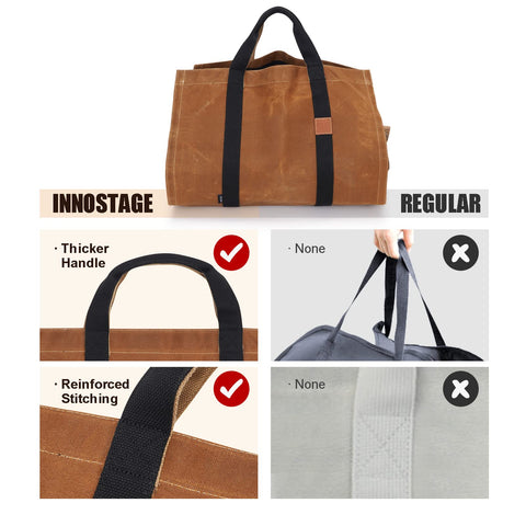 INNO STAGE tote being carried full of logs showing ergonomic lift benefit