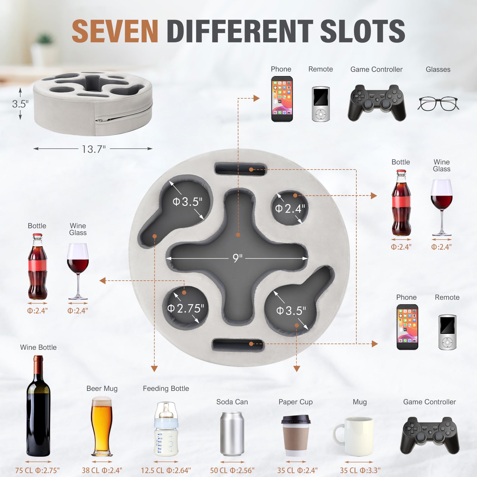 INNO STAGE side profile showing 2.7-inch cup depth for stable mugs and cans