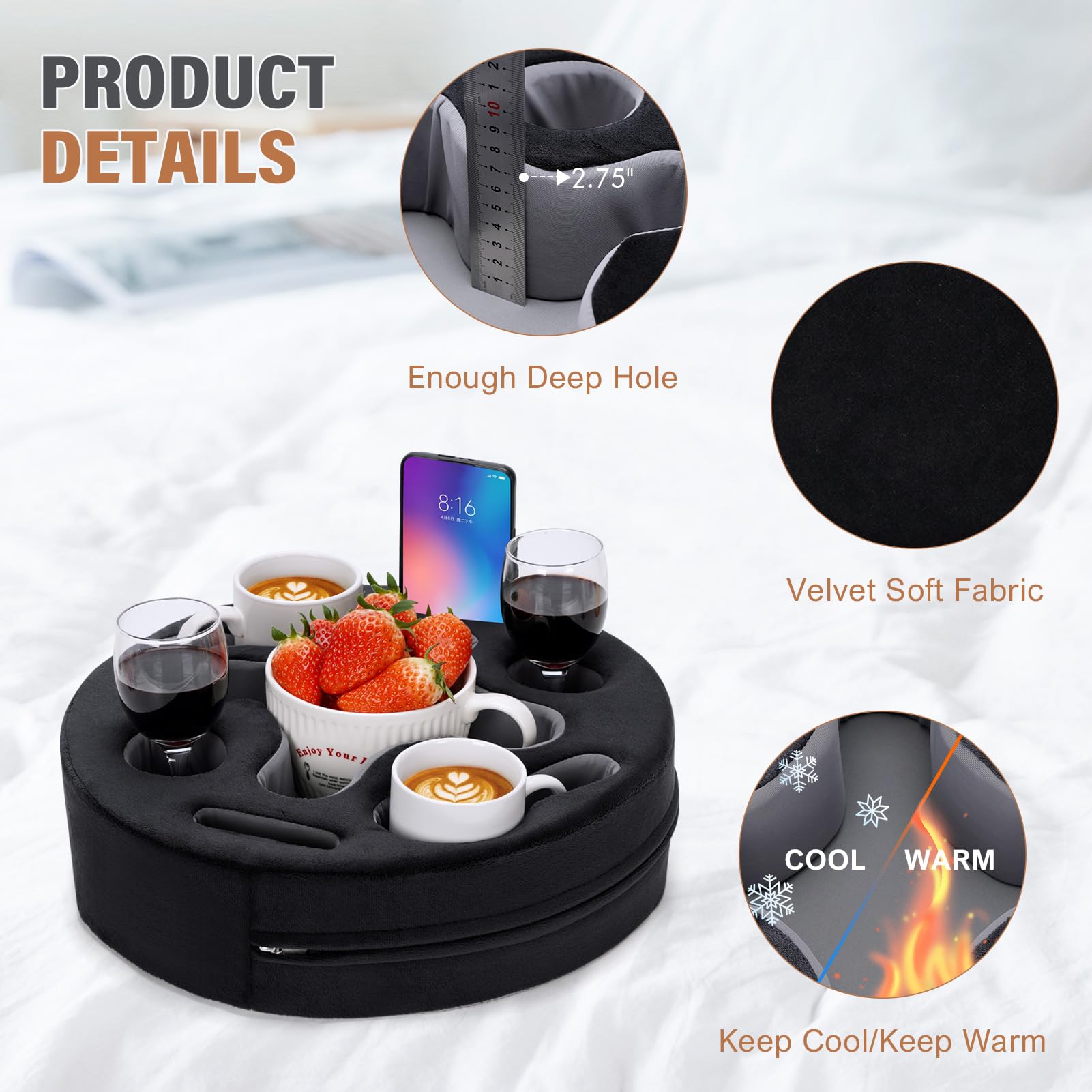 INNO STAGE top view revealing seven compartments, holds remotes phones snacks and cups