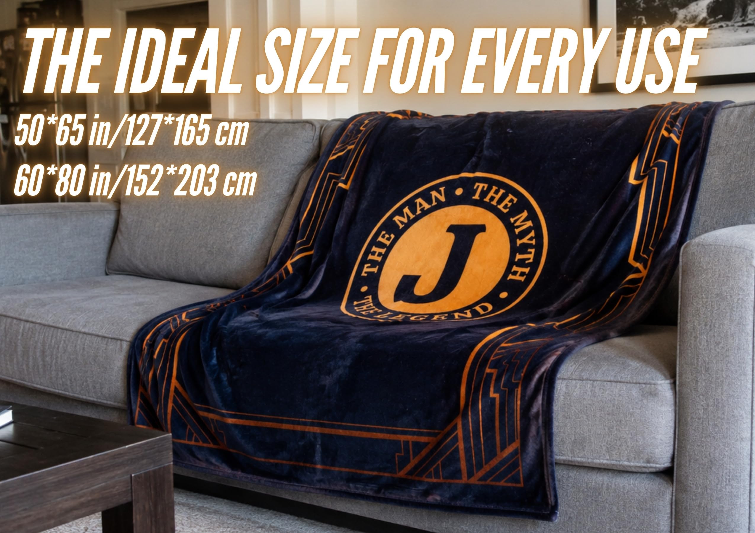 InnoBeta throw draped on sofa in living room demonstrating stylish masculine decor use