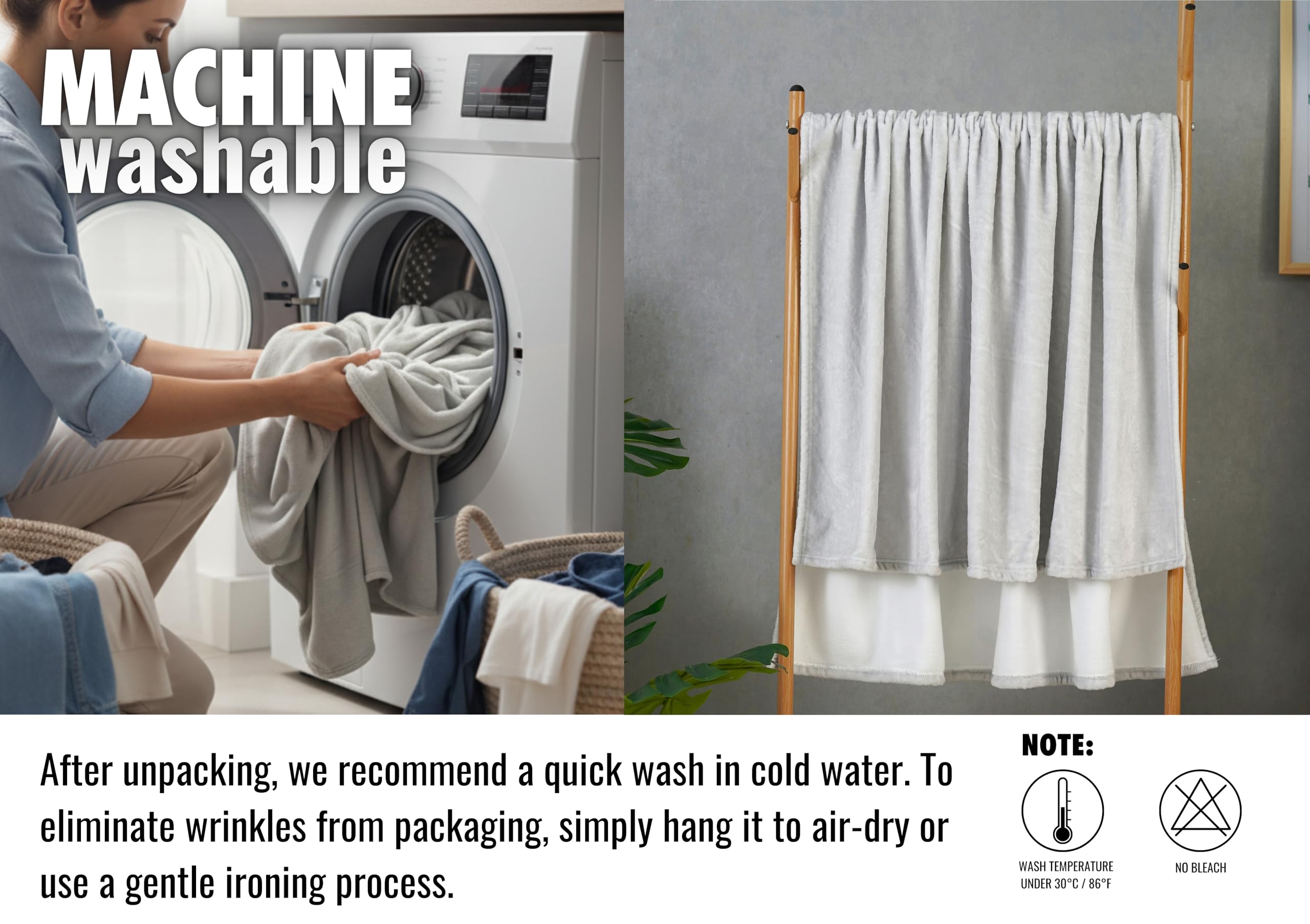 InnoBeta washcare tag and hem detail showing easy-care quality