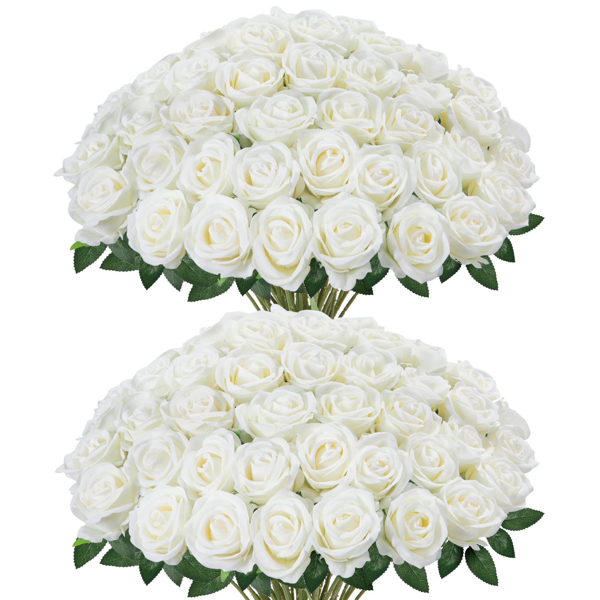 InnoGear front view of white velvet roses showing full heads and volume benefit
