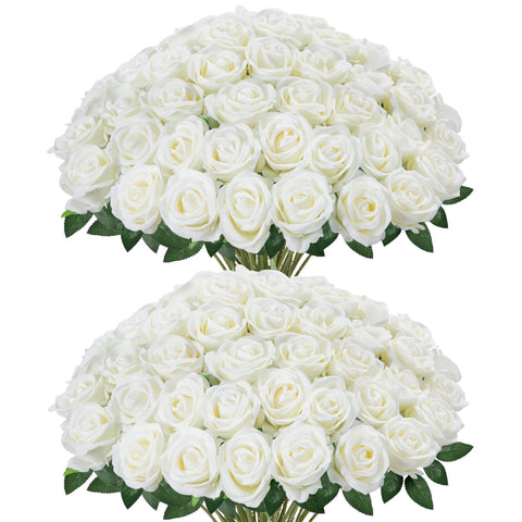 InnoGear front view of white velvet roses showing full heads and volume benefit