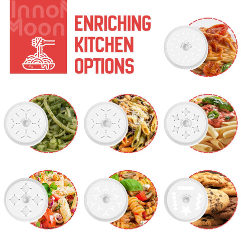 InnoMoon pasta press dies array displaying seven shapes for versatile pasta variety