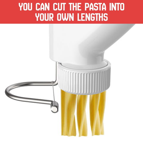 InnoMoon pasta press hopper closeup with dough feeding benefit for consistent extrusion