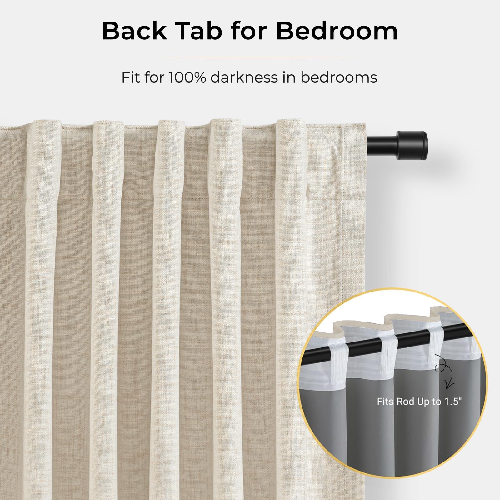 INOVADAY curtains shown beside tape measure to show 90 inch length
