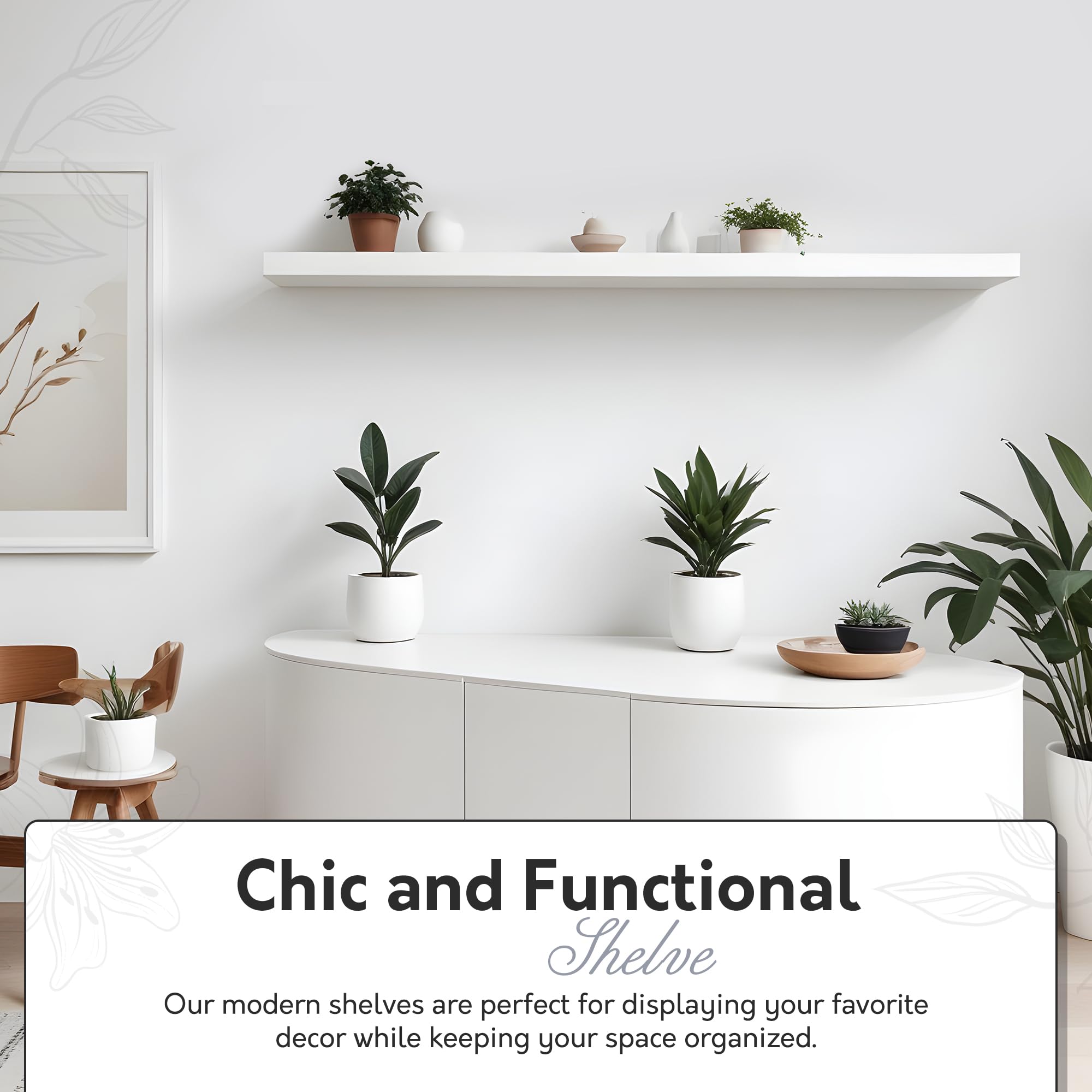 InPlace shelf in bedroom styling with plants showing decorative benefit and tidy storage