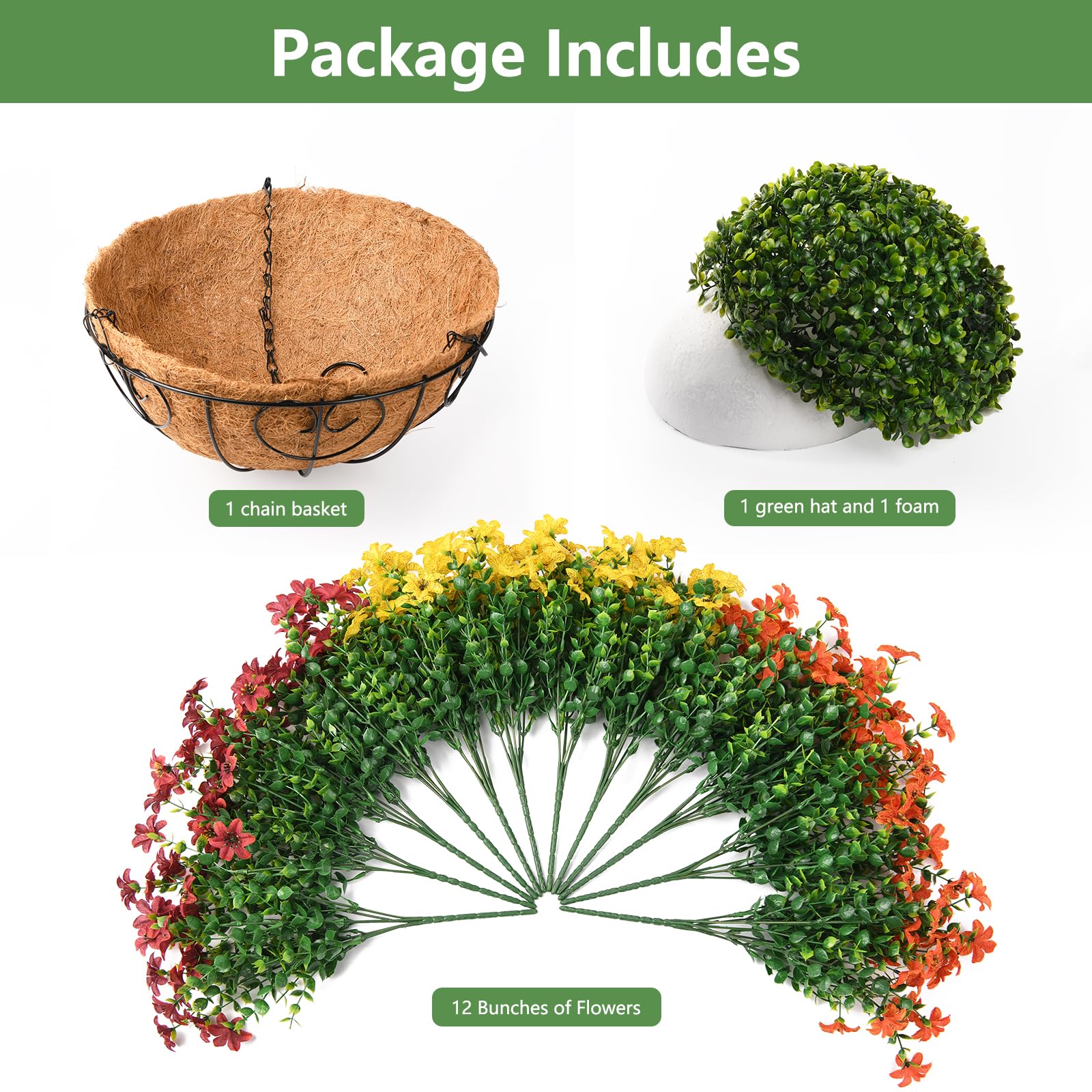 INQCMY hanging basket displayed on porch for instant seasonal décor