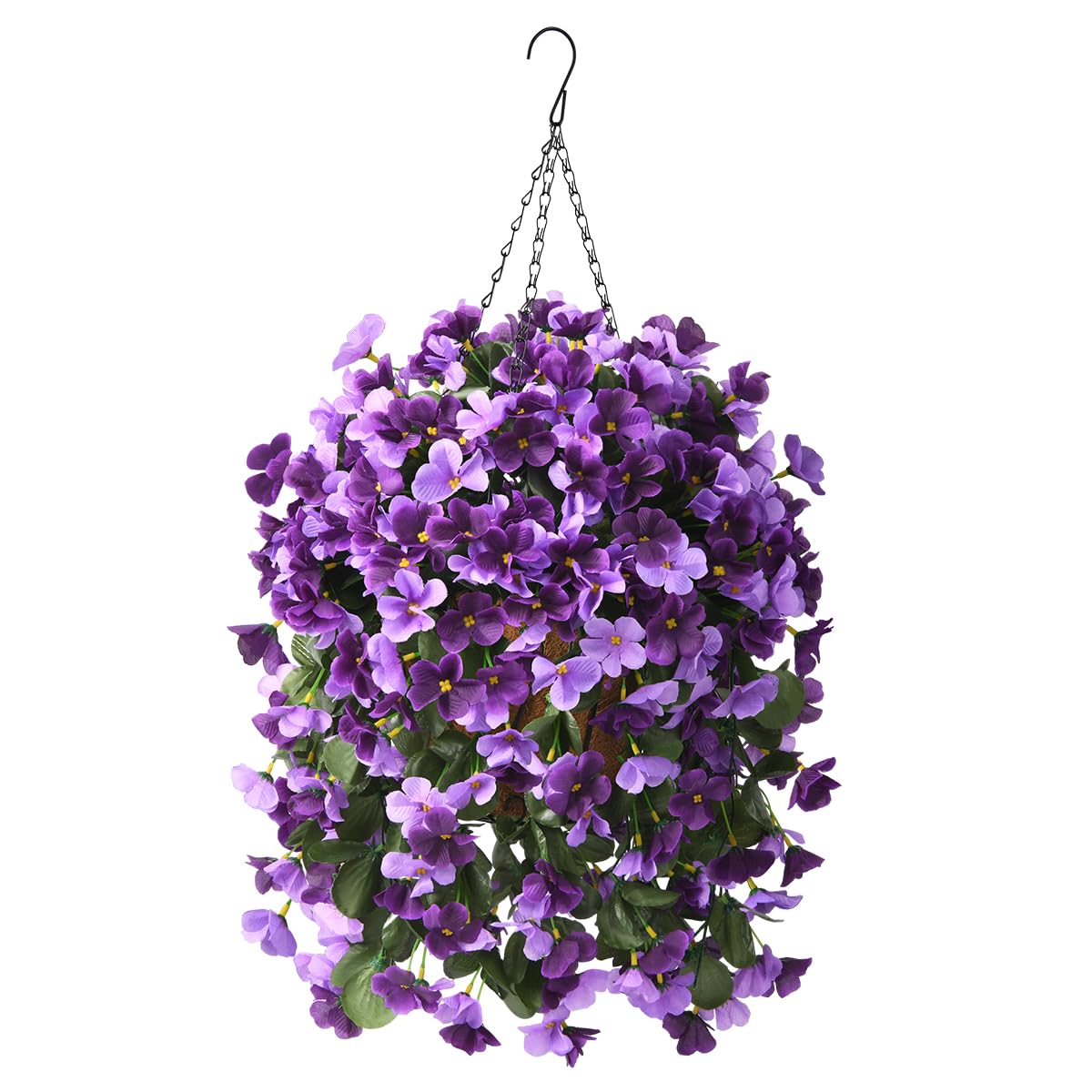 INQCMY hanging basket front view showing lifelike begonias and curb appeal