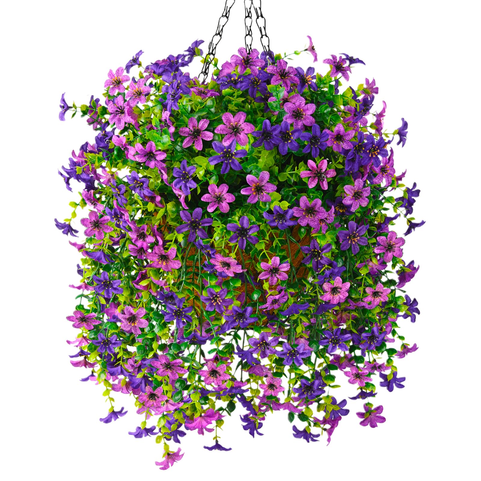 INQCMY hanging basket front view showing lifelike daisies and full color