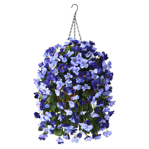 INQCMY hanging basket front view showing lifelike begonias and instant curb appeal