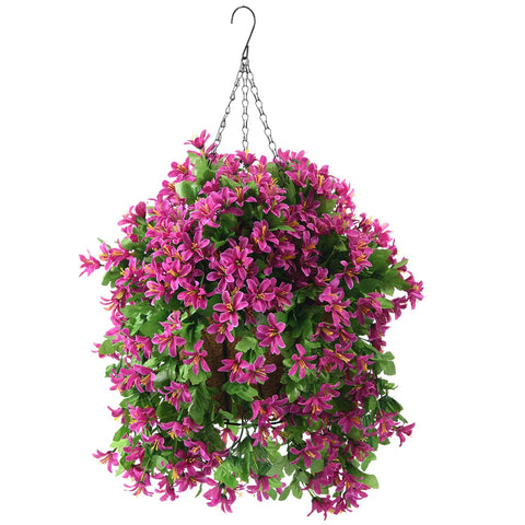 INQCMY front view of full hanging basket showing a lush, maintenance-free benefit