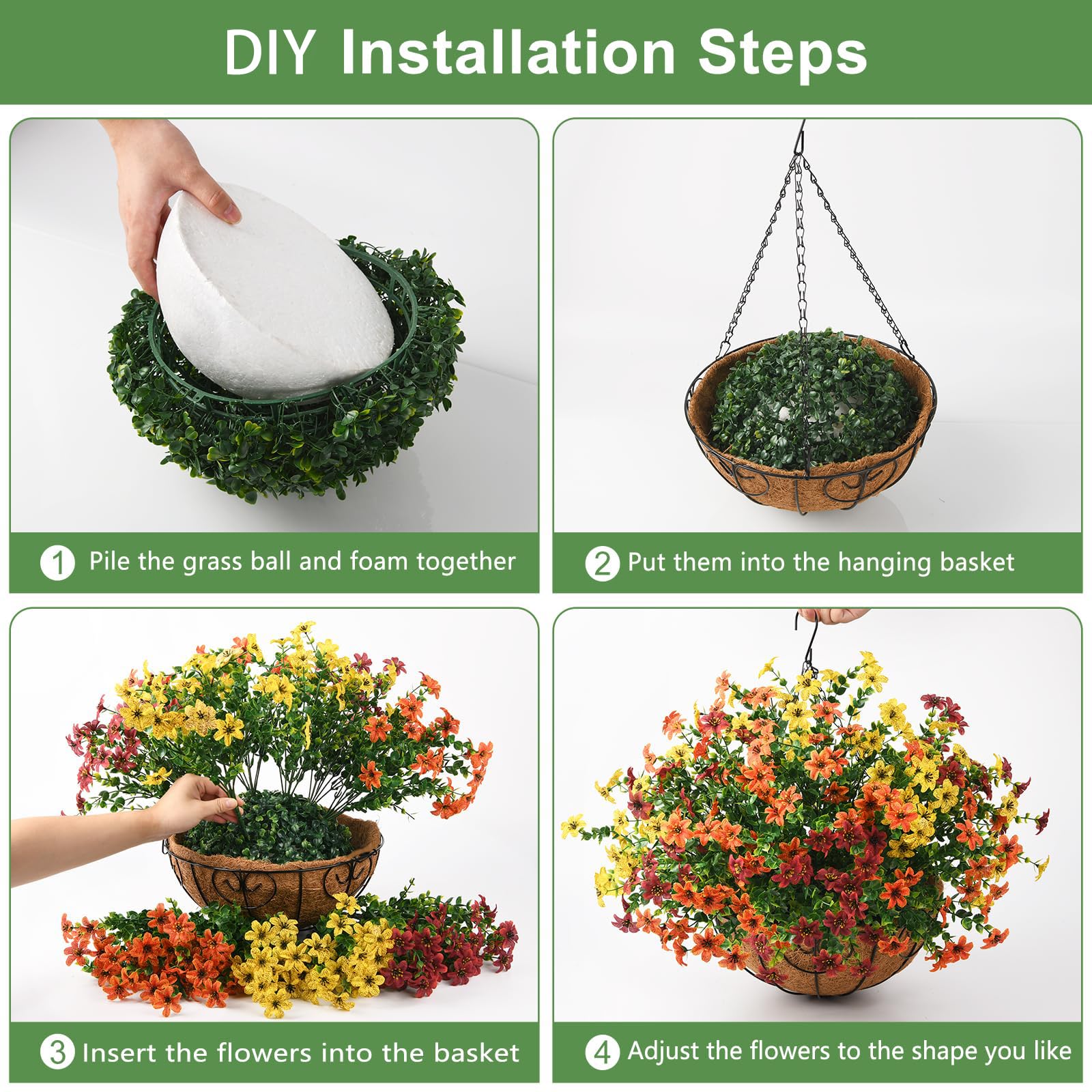 INQCMY faux flowers shedding water to show waterproof durability