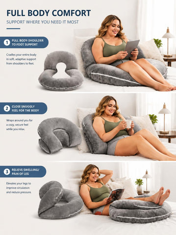 INSEN pillow placed on bed showing ergonomic support while reading