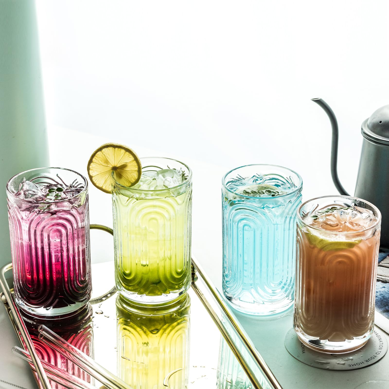 INSETLAN gift-wrapped glasses in lifestyle scene, ready for housewarming