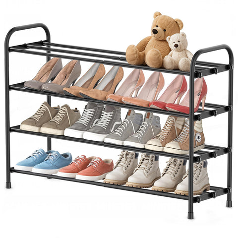 INSMART front view of 4-tier rack showing neat shoe storage and space-saving benefit