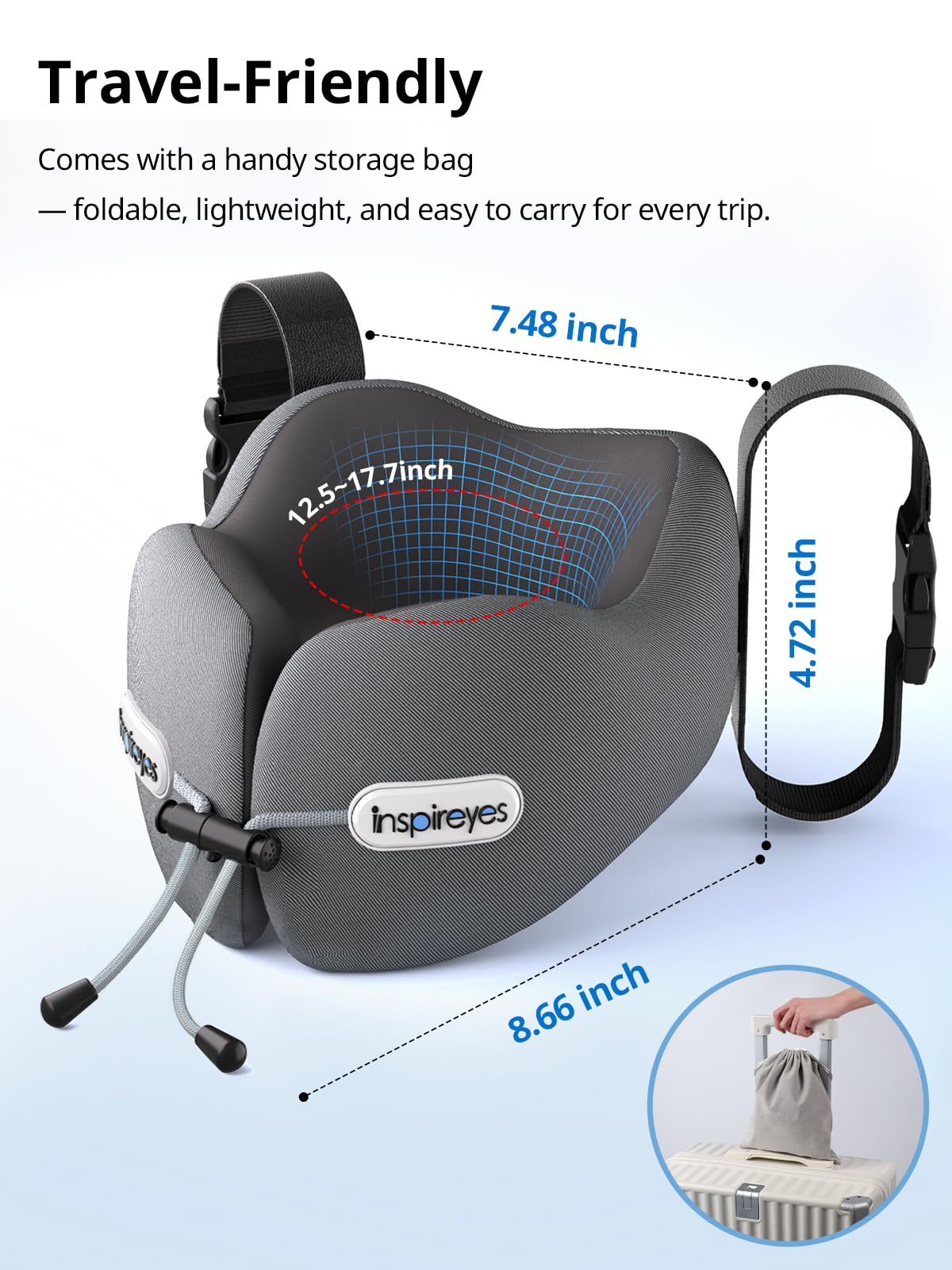 Inspireyes 3D contoured eye mask attached to pillow for darkness
