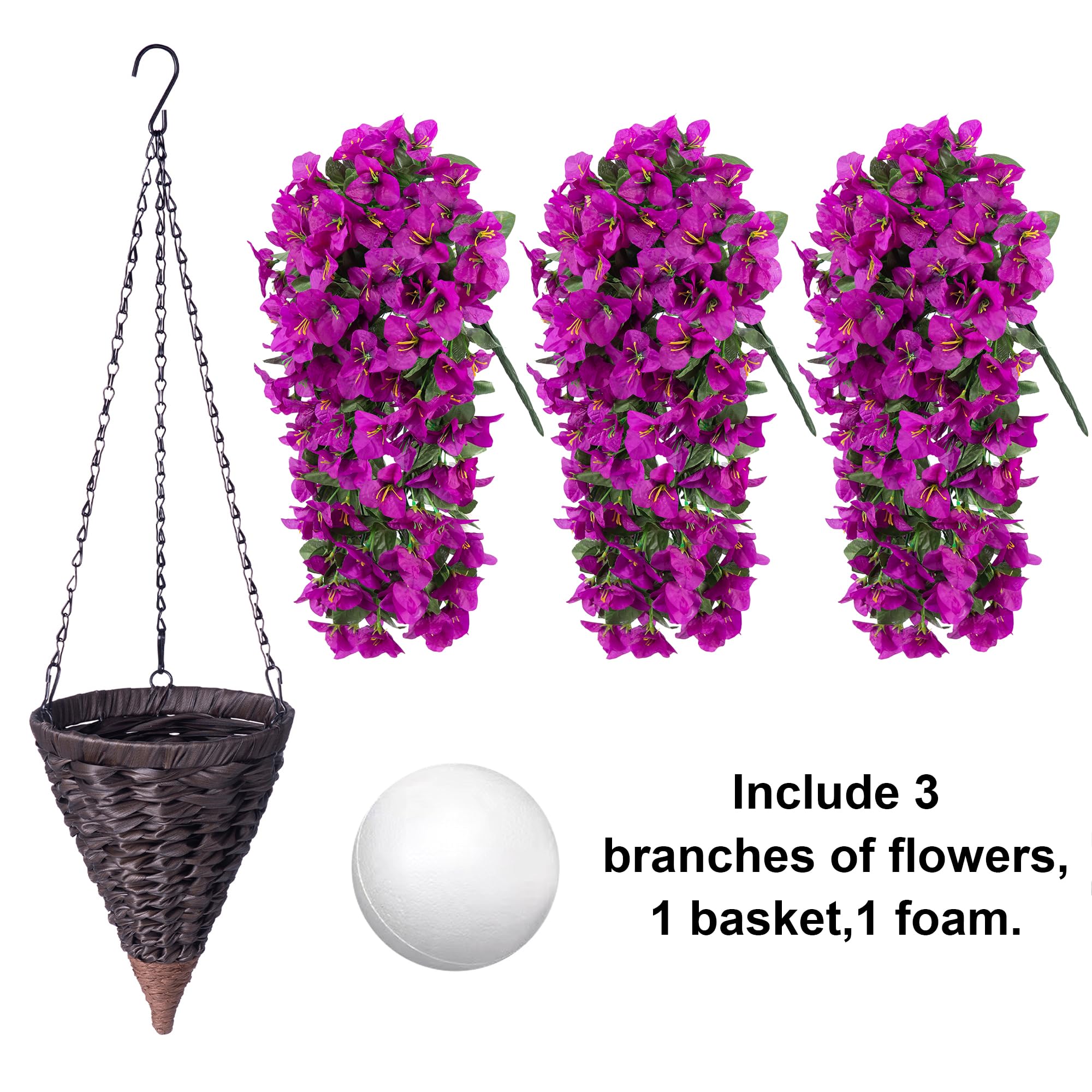 INSPRING cone basket with metal chains highlighting secure hanging and weather-ready benefit
