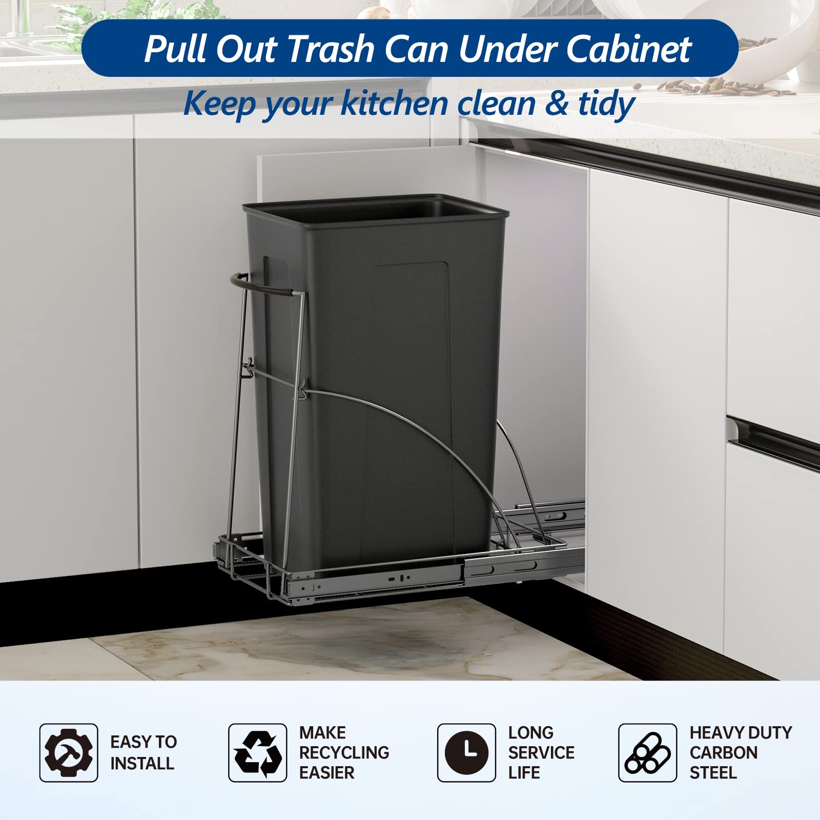 Insputer side profile with a trash bin installed showing stable support and easy access