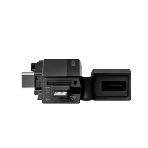 Insta360 Quick Reader plugged into a smartphone for fast on-site footage offload