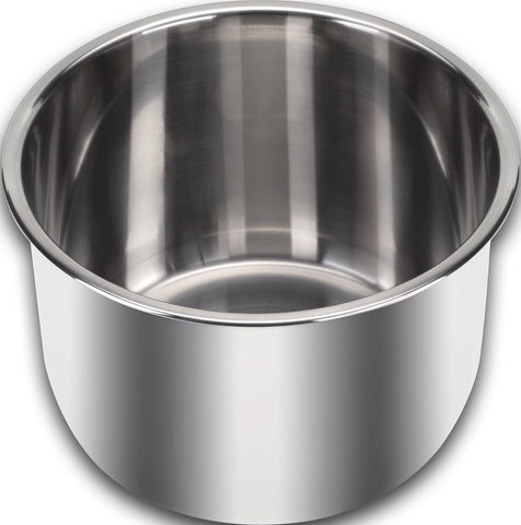 Instant Pot front view stainless steel insert showing polished finish and fit for easy cleaning