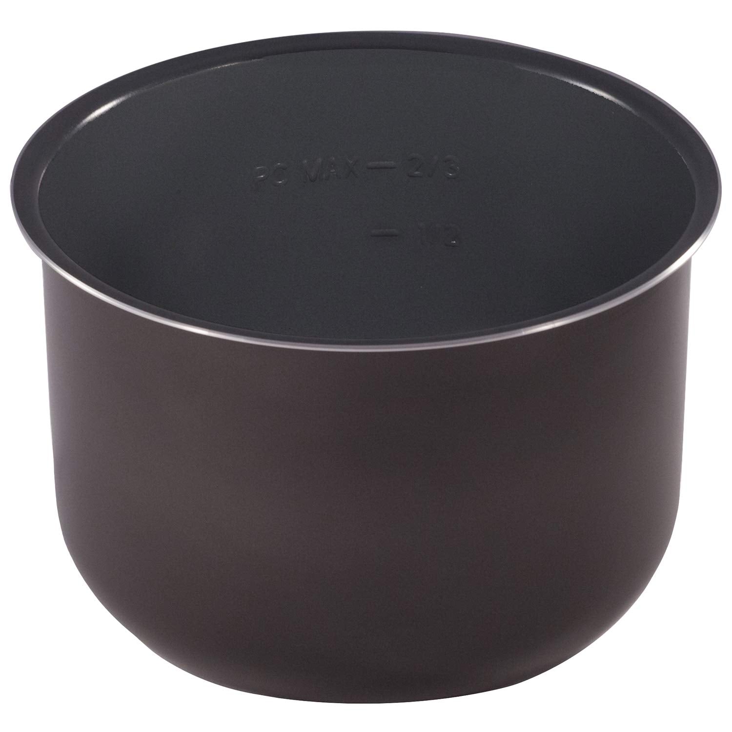Instant Pot front view showing ceramic inner pot and clean finish for easy cooking