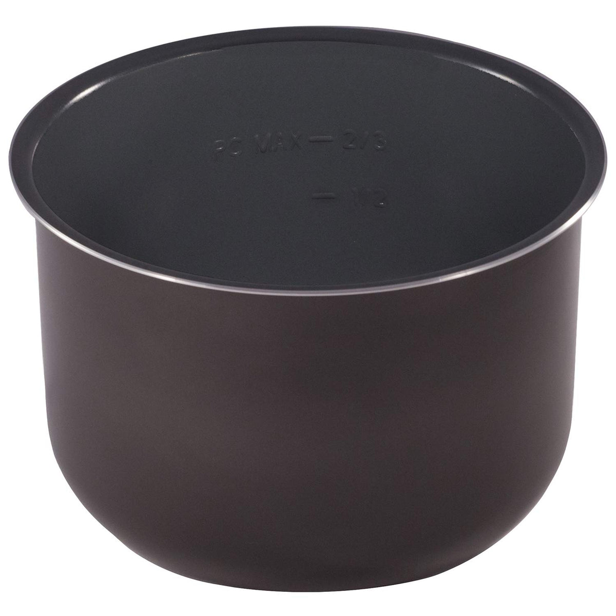 Instant Pot front view showing ceramic inner pot and clean finish for easy cooking
