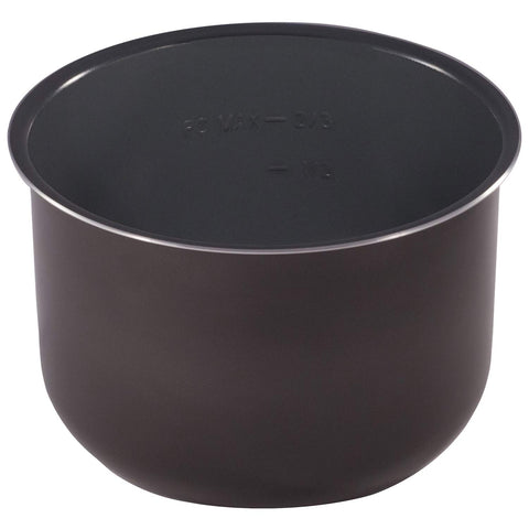 Instant Pot front view showing ceramic inner pot and clean finish for easy cooking
