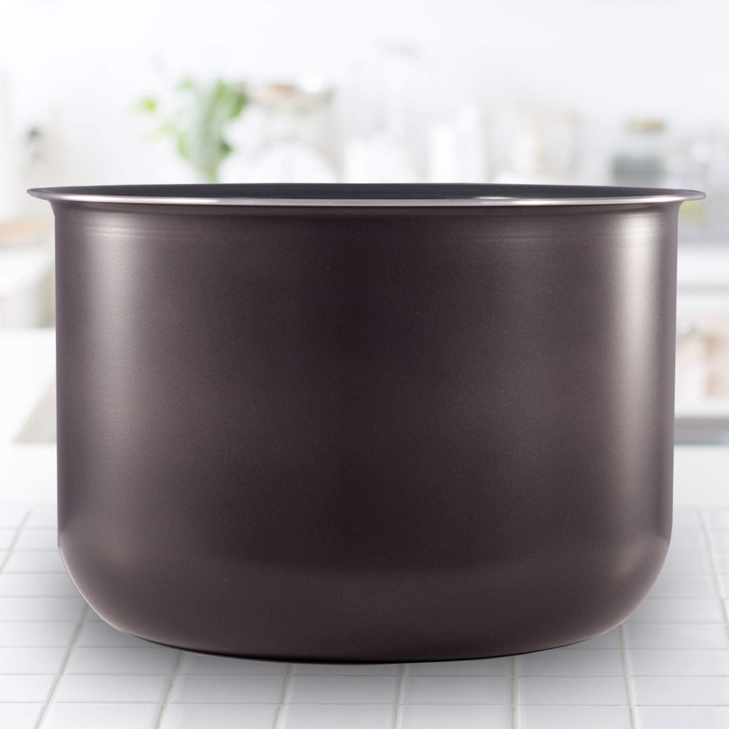 Instant Pot inner pot beside common items to show 6‑quart capacity advantage