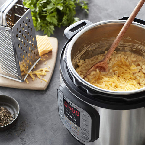 Close-up of Instant Pot 304 stainless interior highlighting polished surface for less sticking
