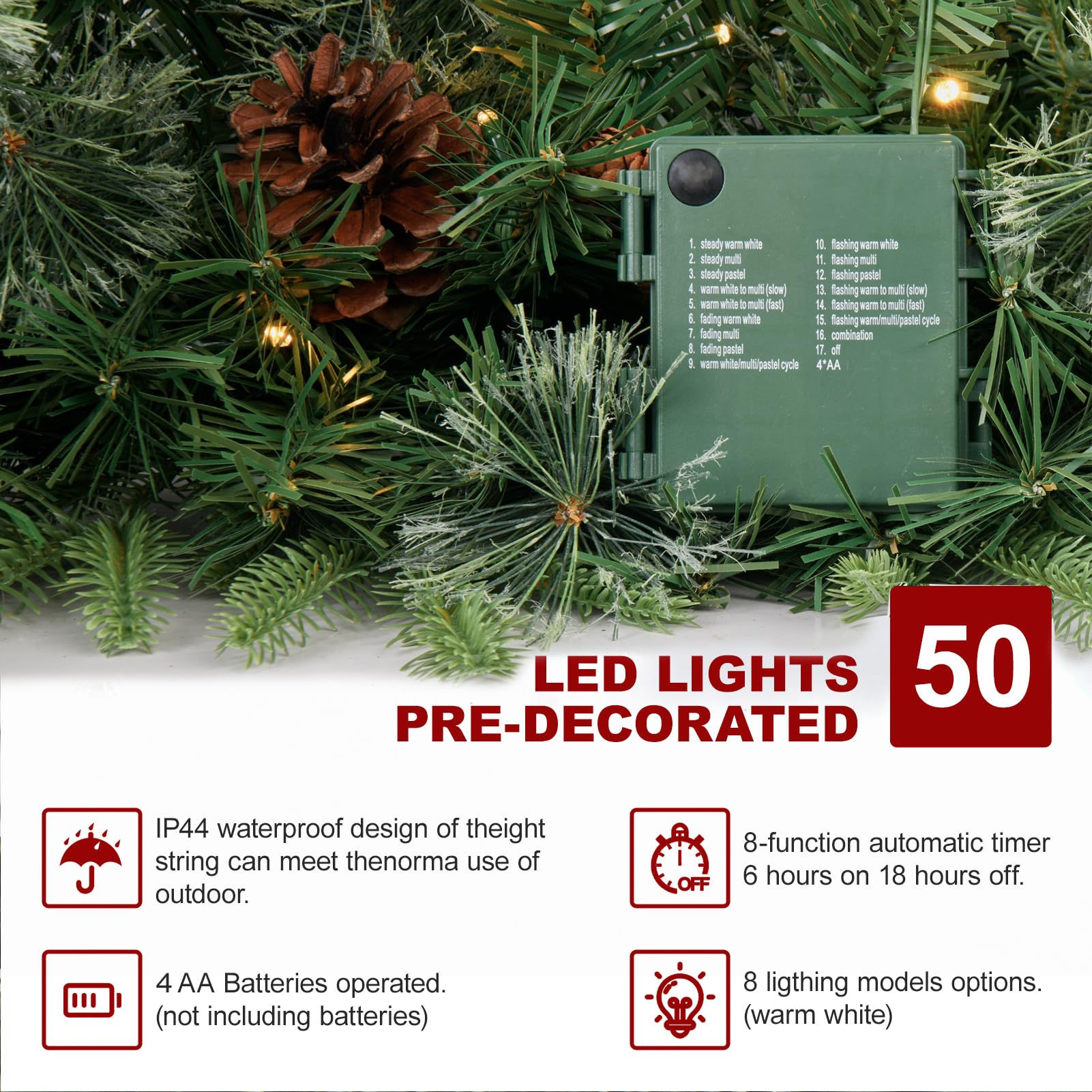 INSTREE CHRISTMAS battery box and remote control for easy timer use