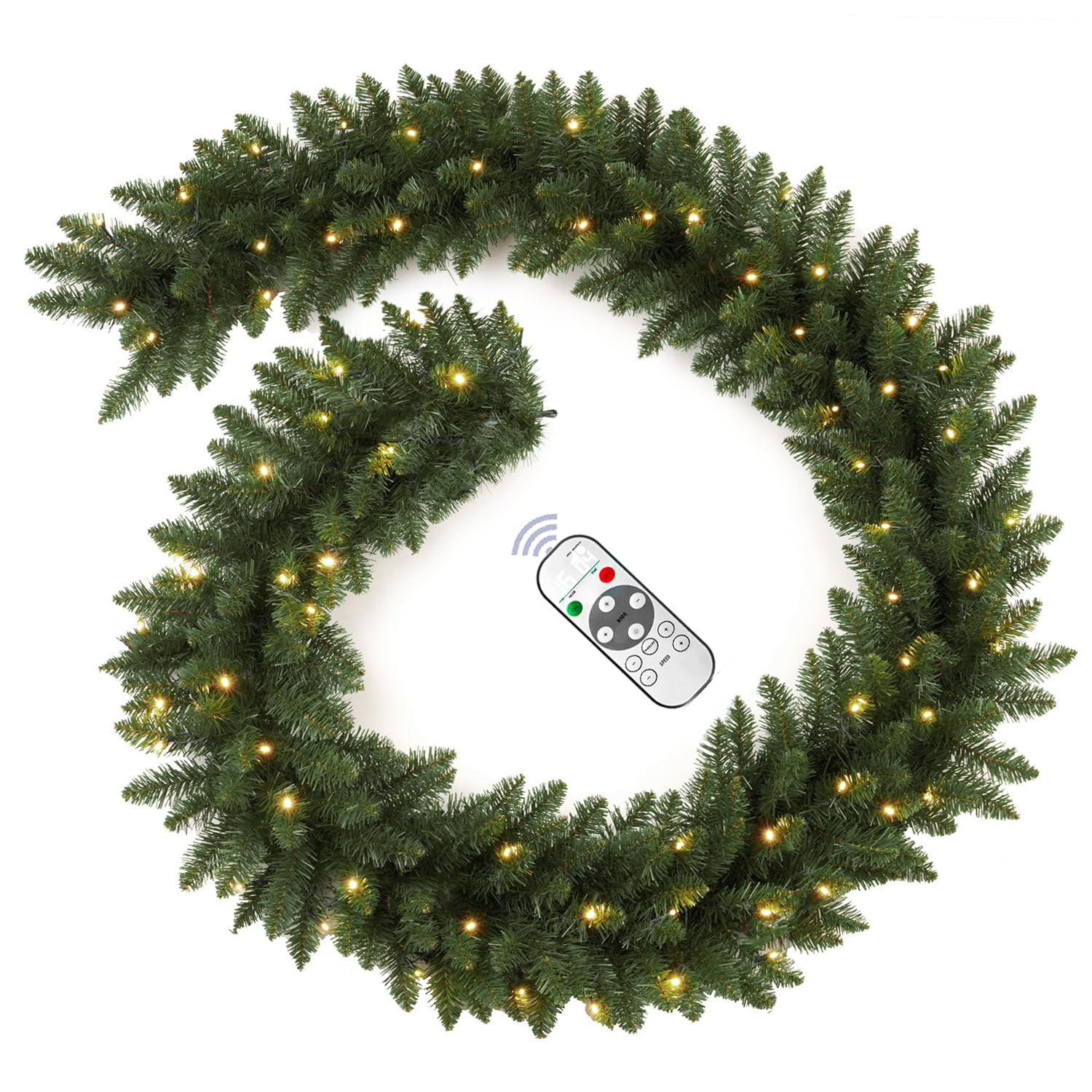 INSTREE CHRISTMAS front view of full 9ft garland adds festive decor
