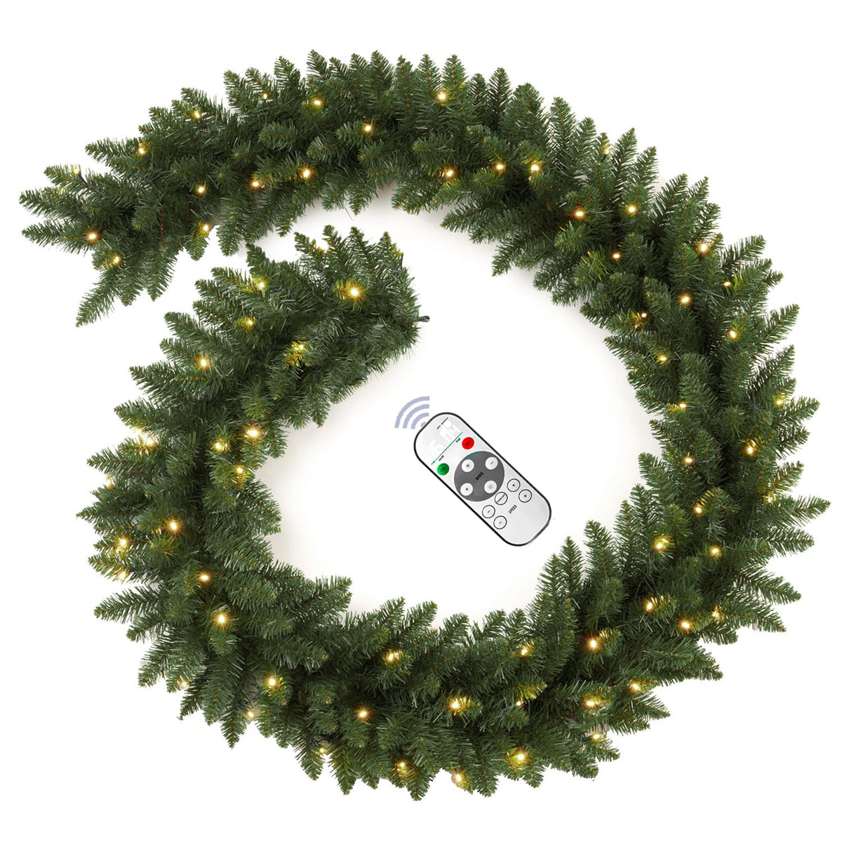 INSTREE CHRISTMAS front view of full 9ft garland adds festive decor