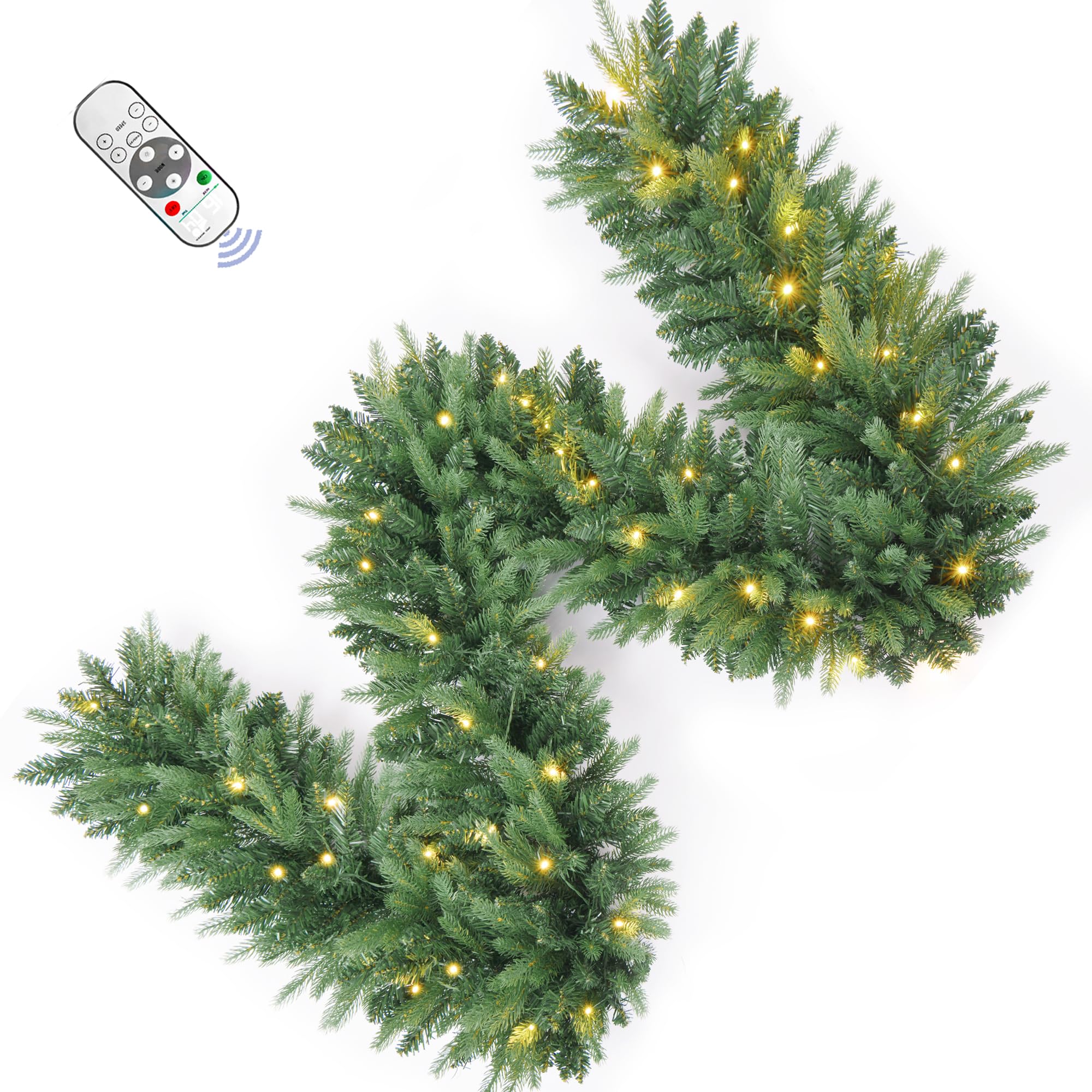 INSTREE CHRISTMAS front view of 9ft garland showing full length and lush appearance for instant décor