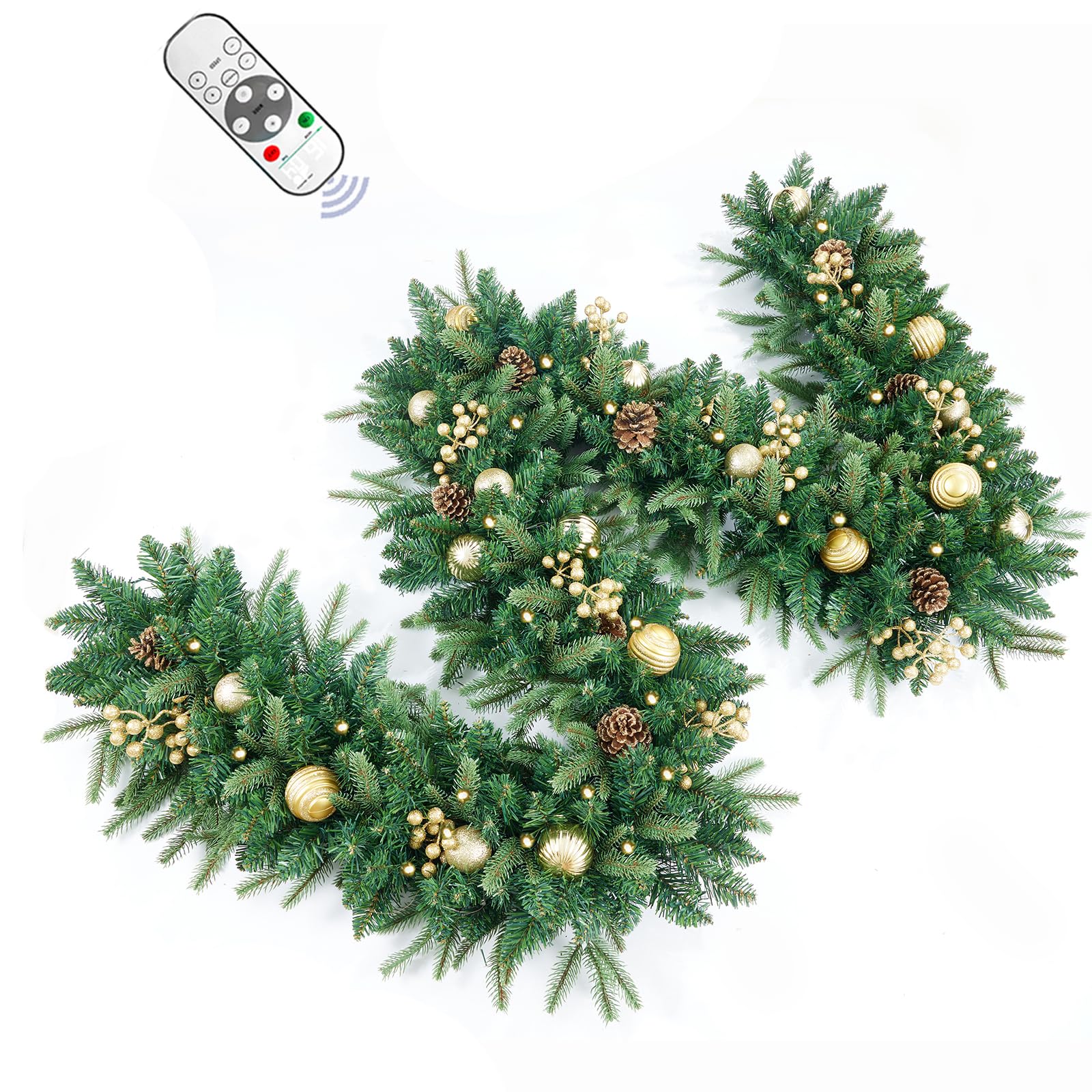 INSTREE CHRISTMAS front view showing full 9ft garland and festive accents