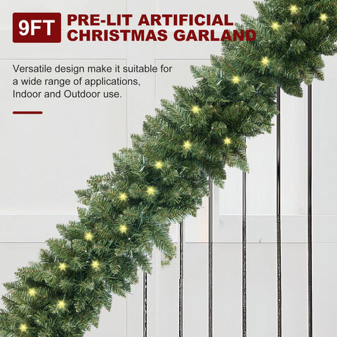INSTREE CHRISTMAS garland wrapped on stair rail for secure seasonal styling