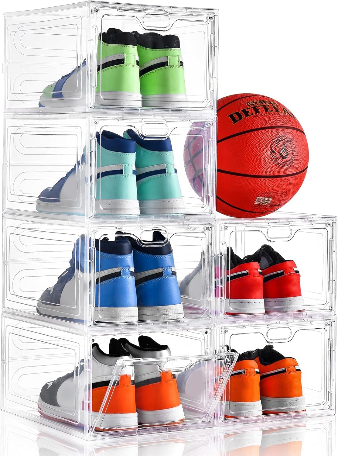 INSTY clear box front view showing visible shoes and neat display benefit