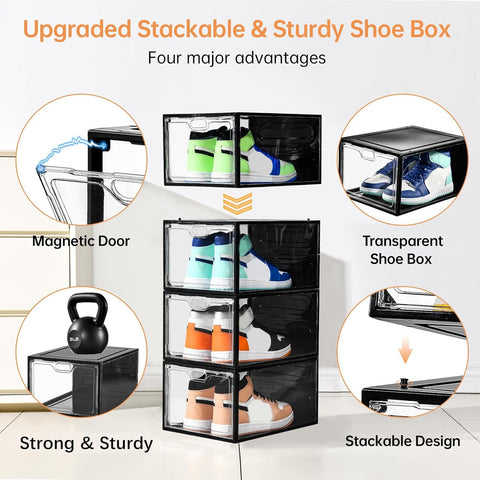 INSTY stacked boxes in closet showing space-saving stability benefit