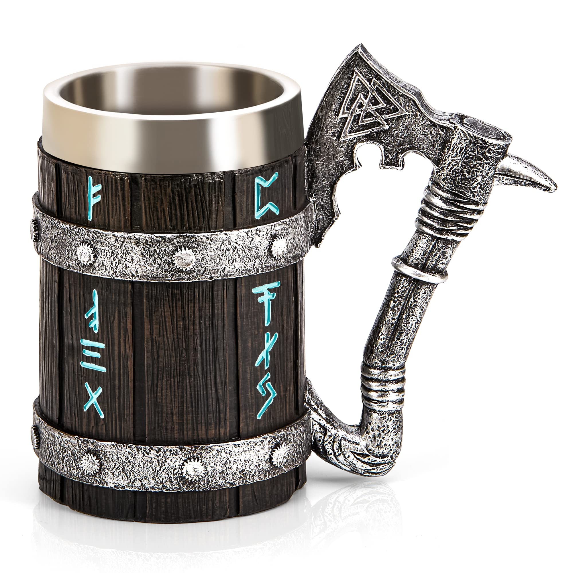 INSYOHO front view showing mug's runes and aged finish for dramatic display